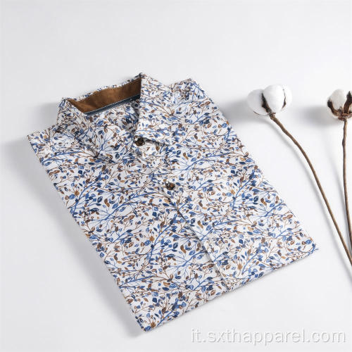 Camicia casual stampata floreale a maniche lunghe da uomo confortevole